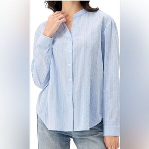 NEW Long Sleeve Shirt Embroidered Eyelet Button Down Career 100% Cotton Top S